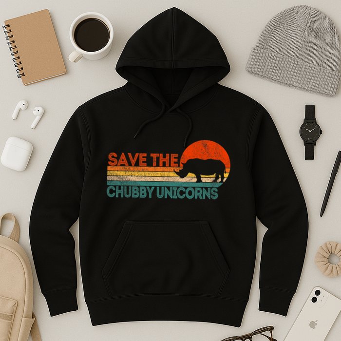 Save The Chubby Unicorns Funny Rhino Chubby Unicorn Hoodie