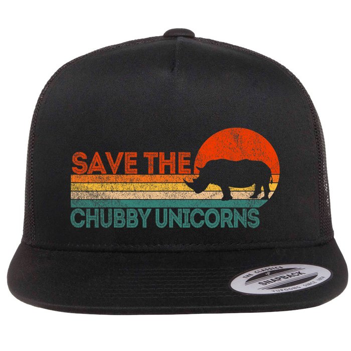 Save The Chubby Unicorns Funny Rhino Chubby Unicorn Flatbill Hat