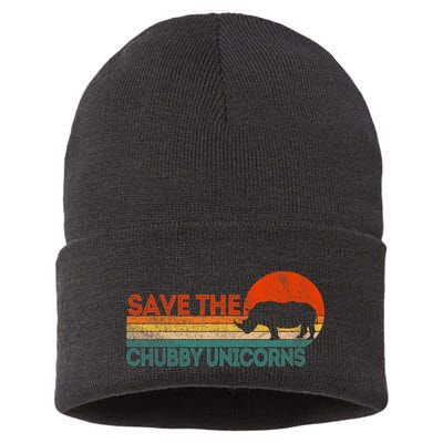 Save The Chubby Unicorns Funny Rhino Chubby Unicorn Sustainable Knit Beanie