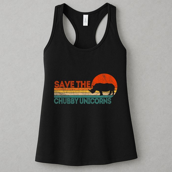 Save The Chubby Unicorns Funny Rhino Chubby Unicorn Womens Tank Top