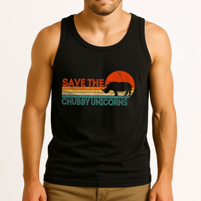 Save The Chubby Unicorns Funny Rhino Chubby Unicorn Tank Top