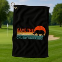 Save The Chubby Unicorns Funny Rhino Chubby Unicorn Golf Towel