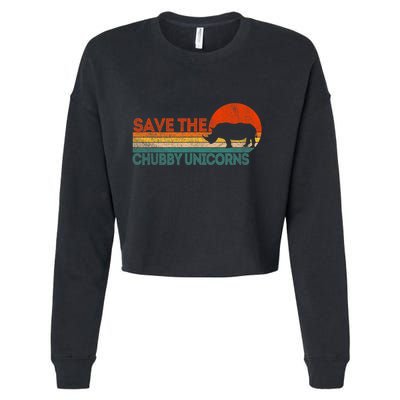 Save The Chubby Unicorns Funny Rhino Chubby Unicorn Cropped Pullover Crew