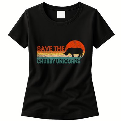 Save The Chubby Unicorns Funny Rhino Chubby Unicorn Womens T-Shirt