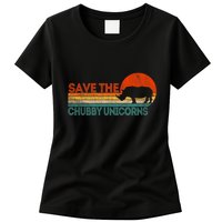 Save The Chubby Unicorns Funny Rhino Chubby Unicorn Womens T-Shirt