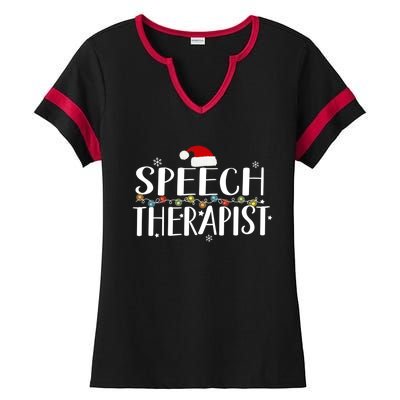 Speech Therapist Christmas Cute Nurse Cool Gift Ladies Halftime Notch Neck Tee