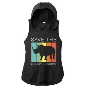 Save The Chubby Unicorns Retro Rhino Animal Rights Funny Gift Ladies PosiCharge Tri-Blend Wicking Draft Hoodie Tank