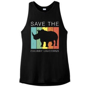 Save The Chubby Unicorns Retro Rhino Animal Rights Funny Gift Ladies PosiCharge Tri-Blend Wicking Tank