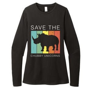 Save The Chubby Unicorns Retro Rhino Animal Rights Funny Gift Womens CVC Long Sleeve Shirt