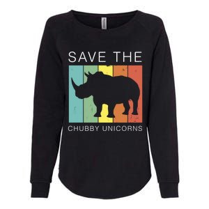 Save The Chubby Unicorns Retro Rhino Animal Rights Funny Gift Womens California Wash Sweatshirt