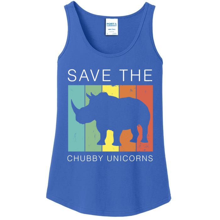 Save The Chubby Unicorns Retro Rhino Animal Rights Funny Gift Ladies Essential Tank