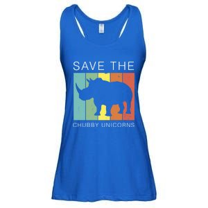 Save The Chubby Unicorns Retro Rhino Animal Rights Funny Gift Ladies Essential Flowy Tank