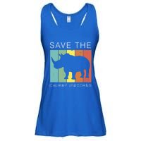 Save The Chubby Unicorns Retro Rhino Animal Rights Funny Gift Ladies Essential Flowy Tank