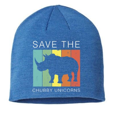 Save The Chubby Unicorns Retro Rhino Animal Rights Funny Gift Sustainable Beanie