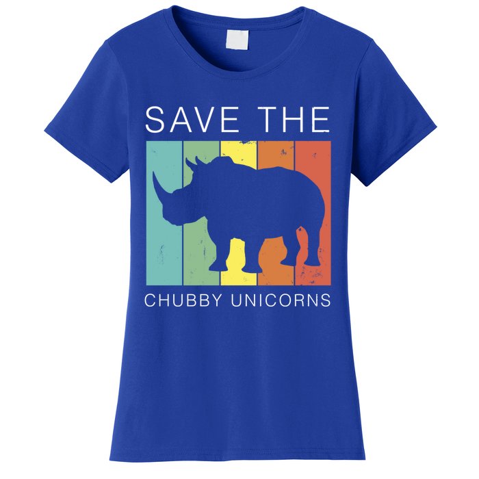 Save The Chubby Unicorns Retro Rhino Animal Rights Funny Gift Women's T-Shirt