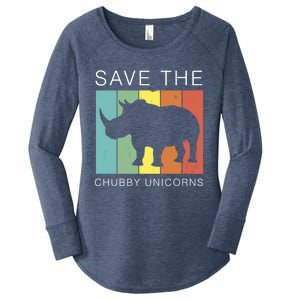 Save The Chubby Unicorns Retro Rhino Animal Rights Funny Gift Women's Perfect Tri Tunic Long Sleeve Shirt