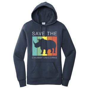 Save The Chubby Unicorns Retro Rhino Animal Rights Funny Gift Women's Pullover Hoodie