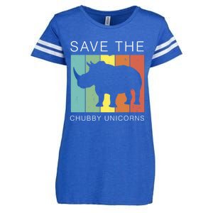 Save The Chubby Unicorns Retro Rhino Animal Rights Funny Gift Enza Ladies Jersey Football T-Shirt