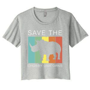 Save The Chubby Unicorns Retro Rhino Animal Rights Funny Gift Women's Crop Top Tee