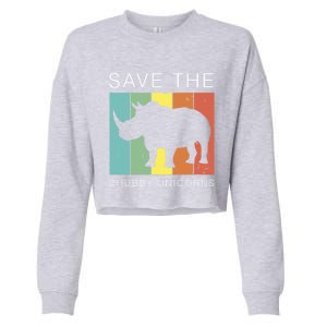 Save The Chubby Unicorns Retro Rhino Animal Rights Funny Gift Cropped Pullover Crew