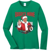 Santa Trump Christmas 2024 New President Ladies Long Sleeve Shirt