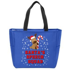 Speech Therapist Christmas Squad Slp Therapy Cute Reindeer Gift Zip Tote Bag