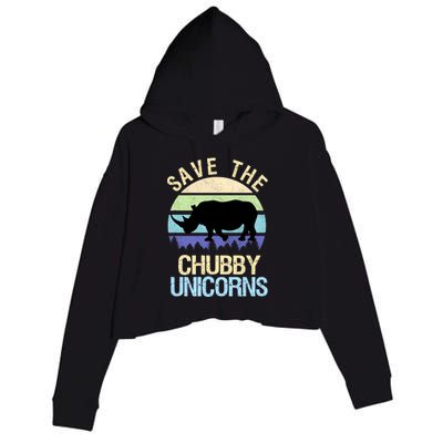 Save The Chubby Unicorns Retro Style Rhino Gift Crop Fleece Hoodie