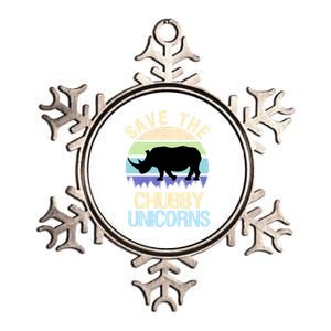 Save The Chubby Unicorns Retro Style Rhino Gift Metallic Star Ornament