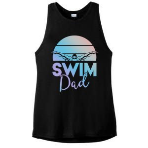 Swim Team Cute Gift Dad Father School Swimming Meet Swimmer Funny Gift Ladies PosiCharge Tri-Blend Wicking Tank