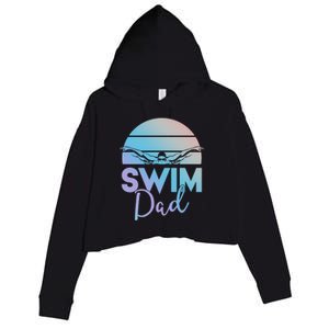 Swim Team Cute Gift Dad Father School Swimming Meet Swimmer Funny Gift Crop Fleece Hoodie