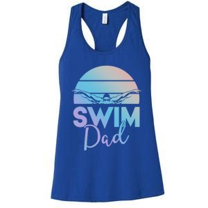 Swim Team Cute Gift Dad Father School Swimming Meet Swimmer Funny Gift Women's Racerback Tank