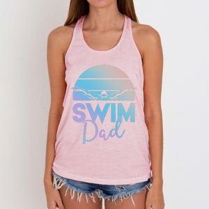 Swim Team Cute Gift Dad Father School Swimming Meet Swimmer Funny Gift Women's Knotted Racerback Tank