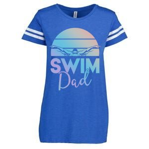 Swim Team Cute Gift Dad Father School Swimming Meet Swimmer Funny Gift Enza Ladies Jersey Football T-Shirt