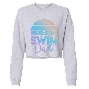 Swim Team Cute Gift Dad Father School Swimming Meet Swimmer Funny Gift Cropped Pullover Crew