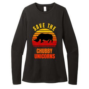 Save The Chubby Unicorns Retro Style Rhino Gift Womens CVC Long Sleeve Shirt