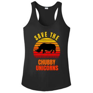 Save The Chubby Unicorns Retro Style Rhino Gift Ladies PosiCharge Competitor Racerback Tank