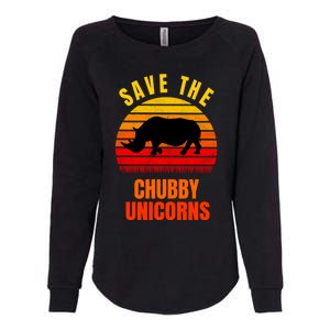 Save The Chubby Unicorns Retro Style Rhino Gift Womens California Wash Sweatshirt