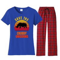 Save The Chubby Unicorns Retro Style Rhino Gift Women's Flannel Pajama Set