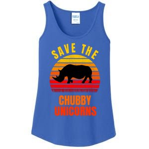 Save The Chubby Unicorns Retro Style Rhino Gift Ladies Essential Tank