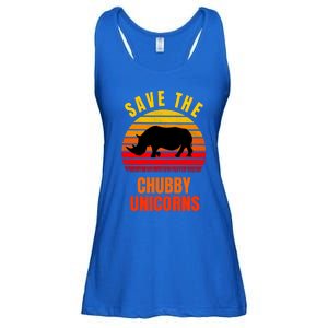 Save The Chubby Unicorns Retro Style Rhino Gift Ladies Essential Flowy Tank