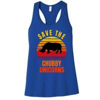 Save The Chubby Unicorns Retro Style Rhino Gift Women's Racerback Tank