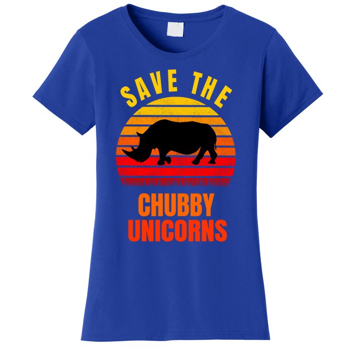 Save The Chubby Unicorns Retro Style Rhino Gift Women's T-Shirt