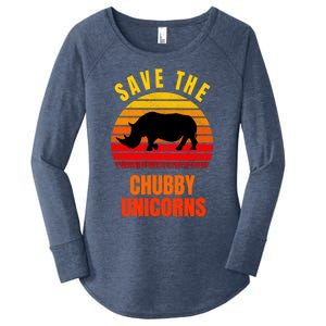 Save The Chubby Unicorns Retro Style Rhino Gift Women's Perfect Tri Tunic Long Sleeve Shirt