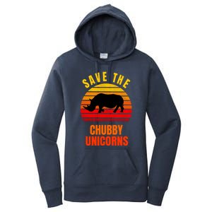 Save The Chubby Unicorns Retro Style Rhino Gift Women's Pullover Hoodie