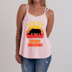 Save The Chubby Unicorns Retro Style Rhino Gift Women's Strappy Tank