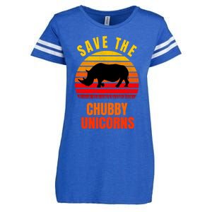 Save The Chubby Unicorns Retro Style Rhino Gift Enza Ladies Jersey Football T-Shirt