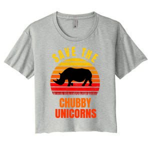 Save The Chubby Unicorns Retro Style Rhino Gift Women's Crop Top Tee