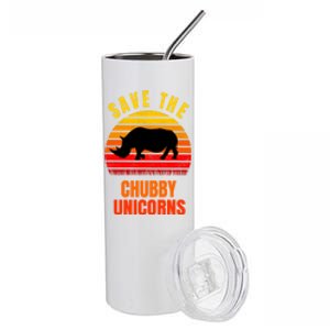 Save The Chubby Unicorns Retro Style Rhino Gift Stainless Steel Tumbler