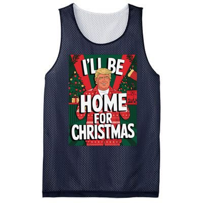 Santa Trump Christmas Pajama ILl Be Home For Christmas Mesh Reversible Basketball Jersey Tank