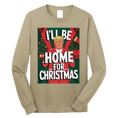 Santa Trump Christmas Pajama ILl Be Home For Christmas Long Sleeve Shirt